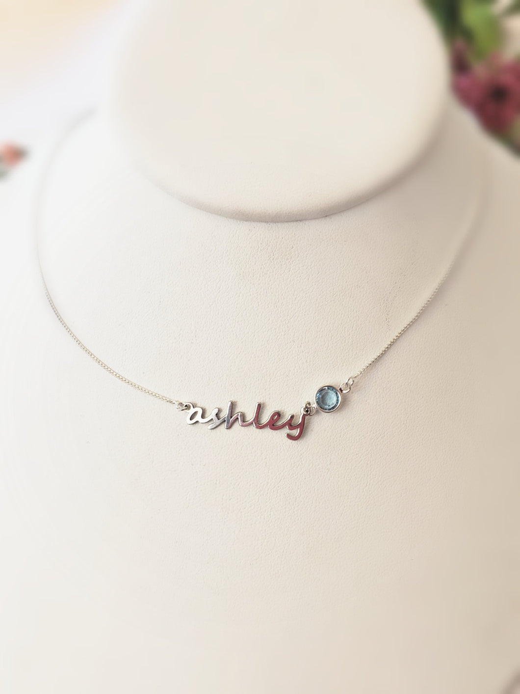 VCN01X - Cactus Personalized Name Necklace With Birthstone